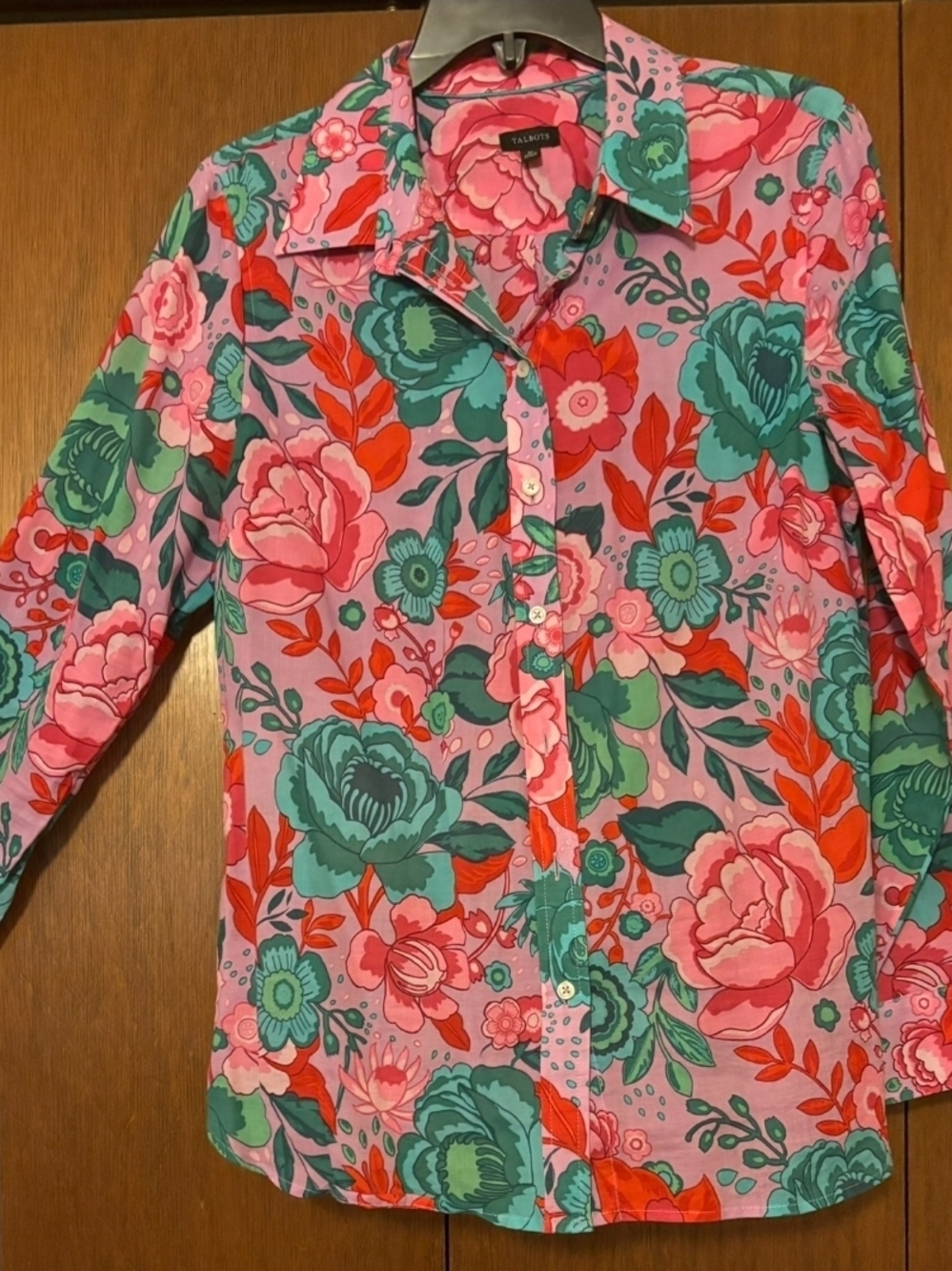 Talbots Pink Floral Button-Up Blouse